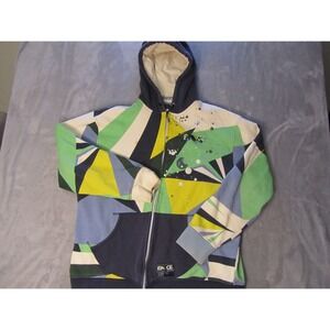 Enyce Clothing Co Mens Geometric Abstract Full Zip Hoodie Blue Green Navy XXL